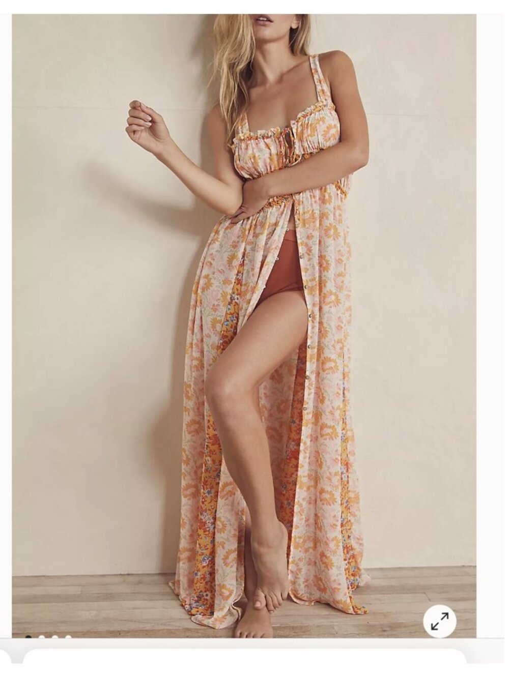 NWT FREE PEOPLE Dance with Me Maxi Dress in Ivory Combo Size S